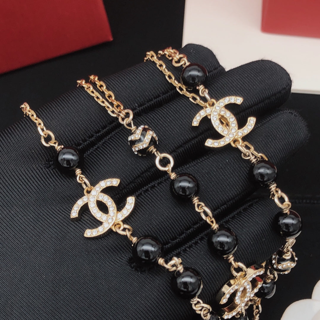 18K Chanel Black Pearls Necklace
