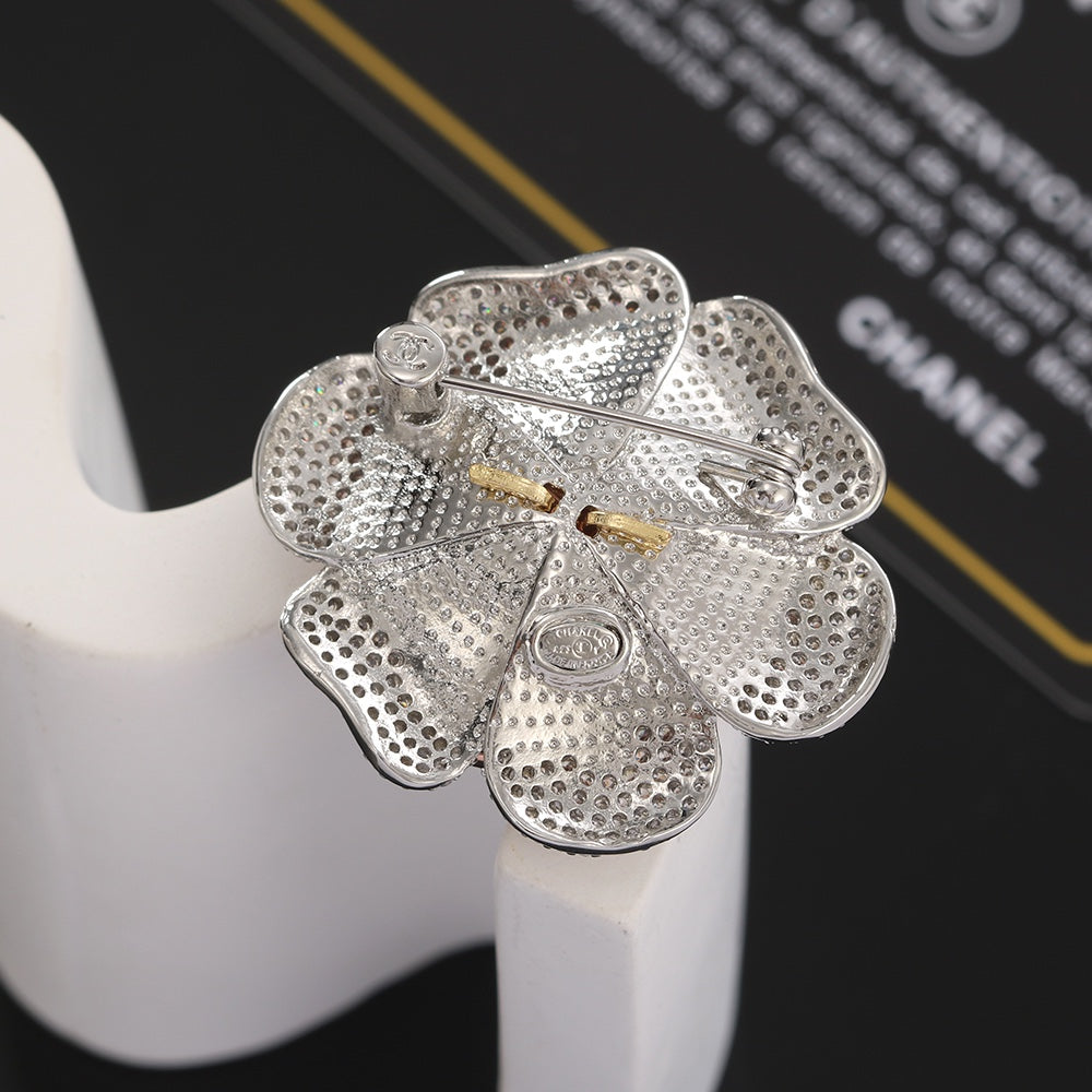 18K Chanel Camellia Pink Diamonds Brooch