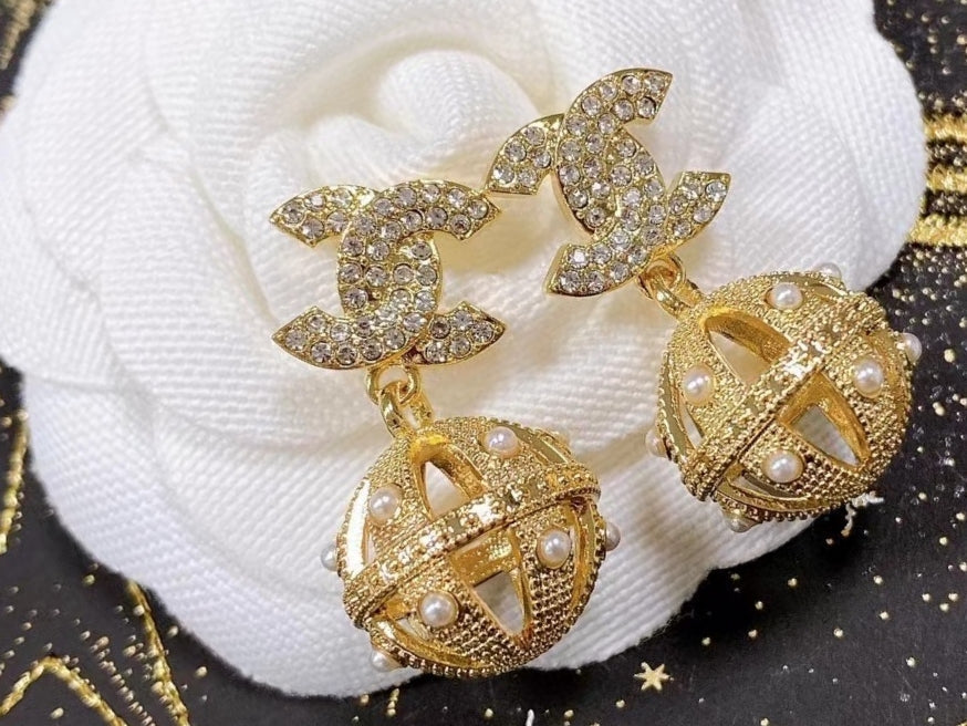 18K Chanel Ball Drop Earrings