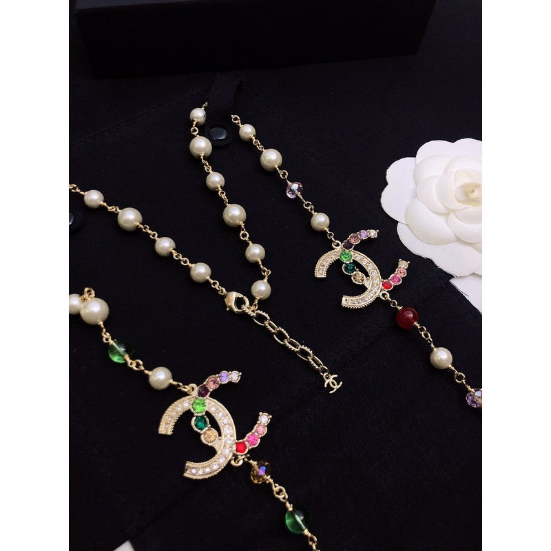 18K Chanel Color Long Pearl Necklace