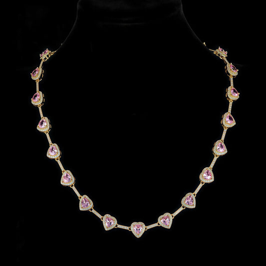 Pink Heart Crystal Zirconia Necklace