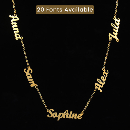 Personalized Name Necklace with 1-6 Names – 20 Fonts Available