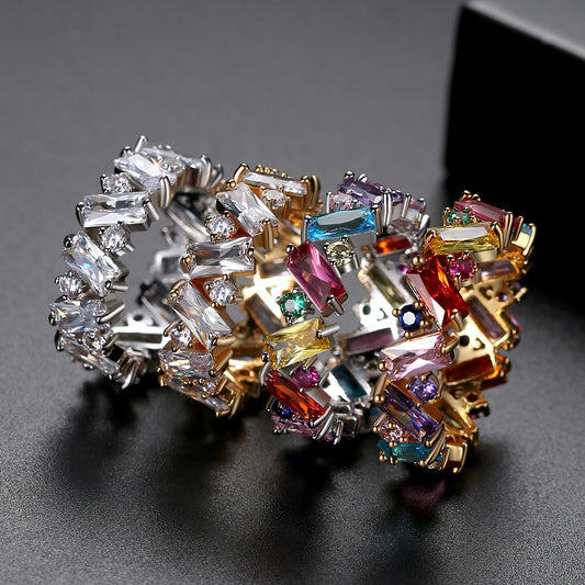 Colorful Cubic Zirconia Ring – 18K Gold Plated