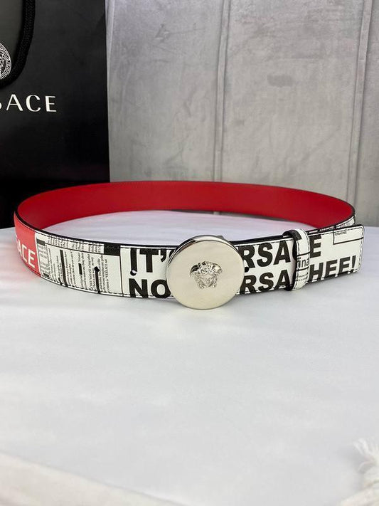 Versace MEDUSA BIGGIE ENAMEL LEATHER BELT