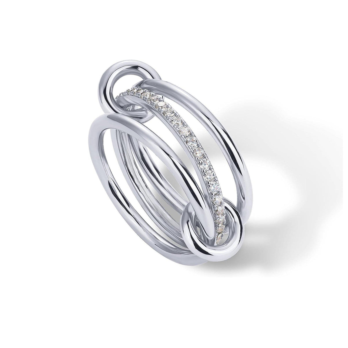 Triple Interlocking Gold Zircon Stackable Ring