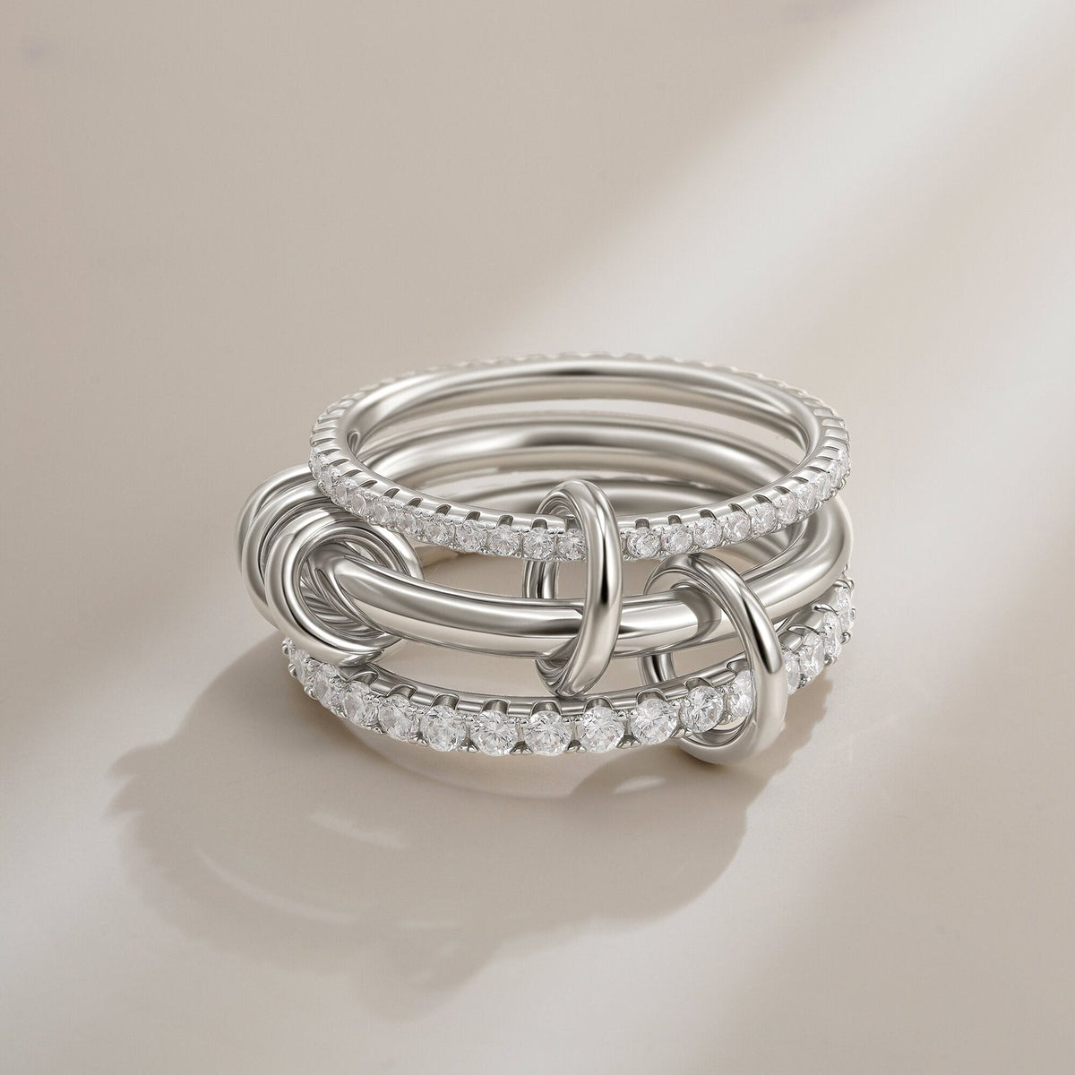 4-Layer Interlocking Zircon Stackable Ring