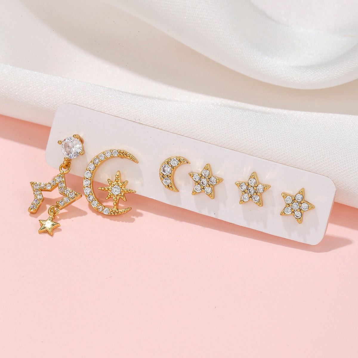 Stackable Star and Moon Earrings Set