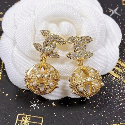 18K  Chanel Ball Drop Earrings