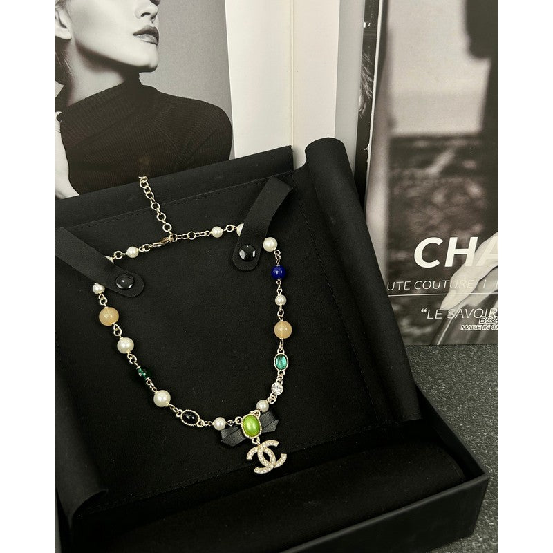 18K  Chanel Crystal Bow Necklace