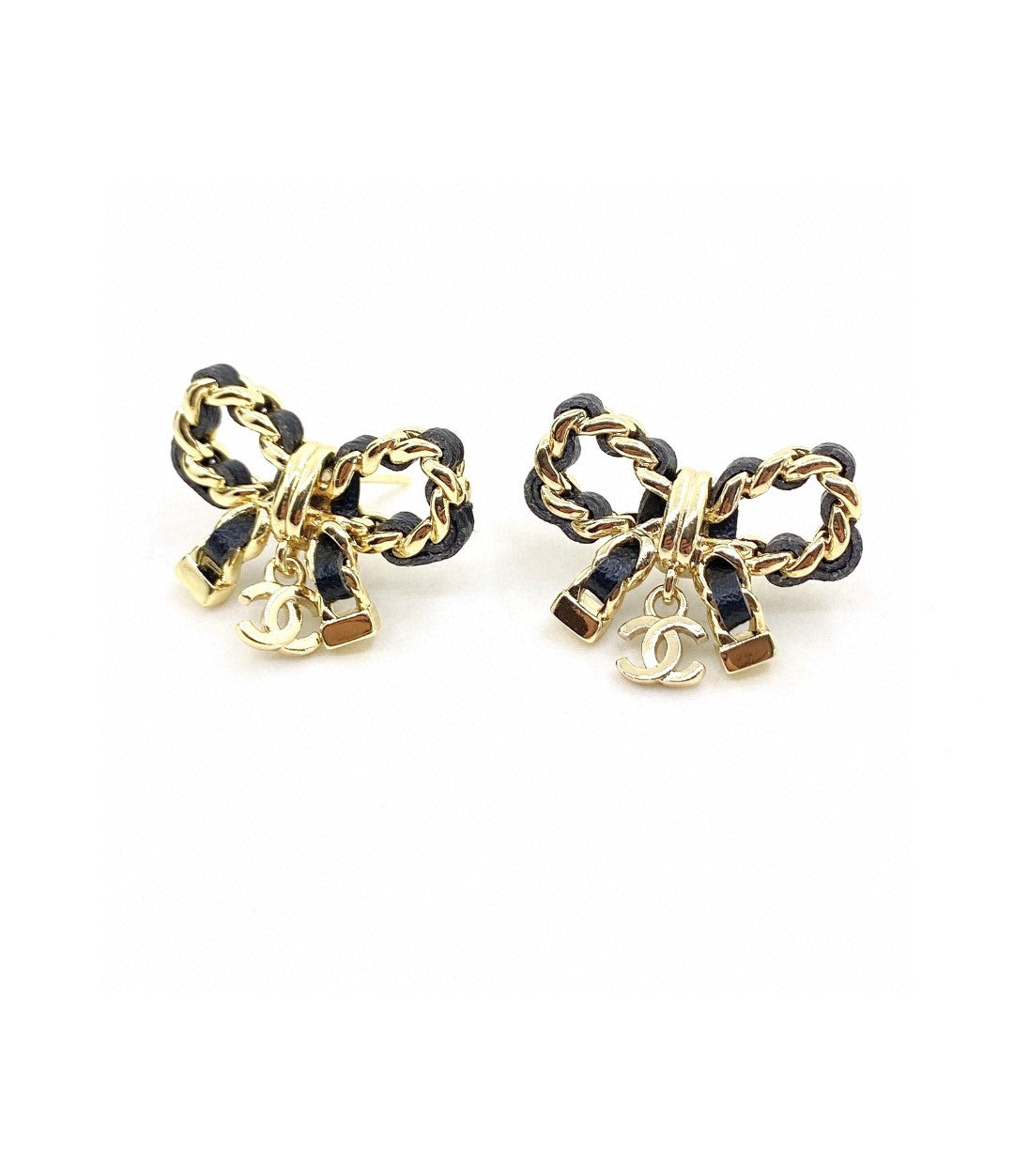 18K  Chanel Bow Tie Strass Earrings