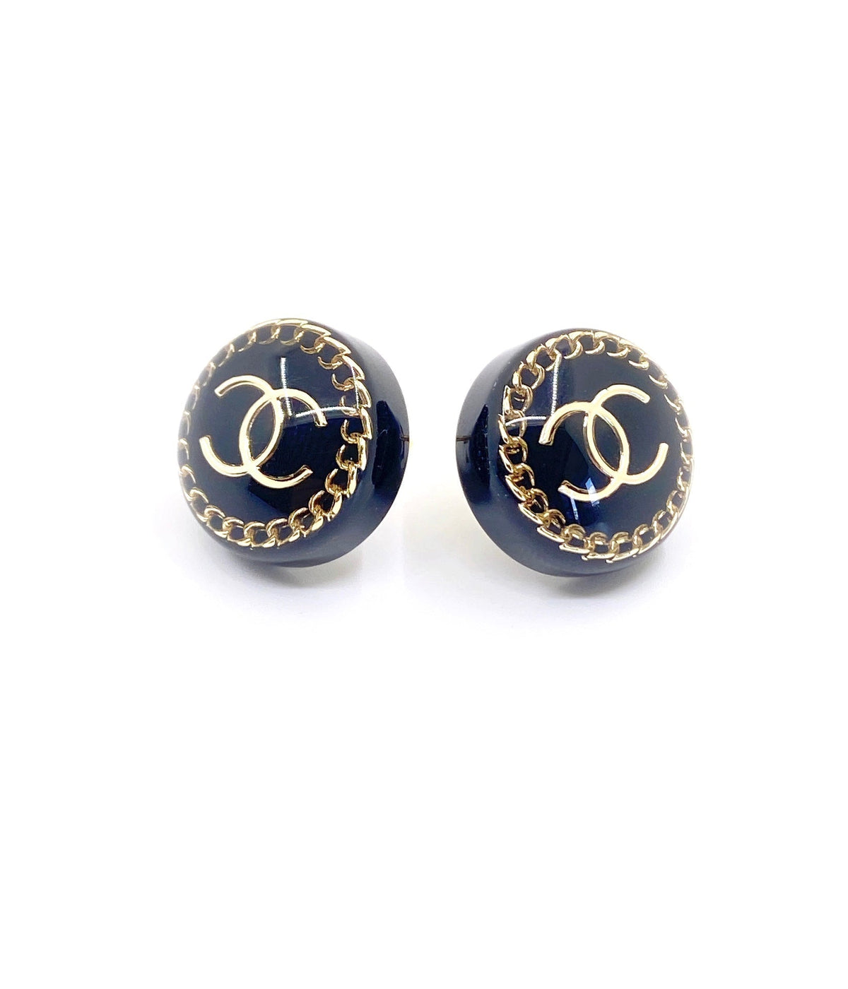 18K  Chanel Circle Resin Earrings